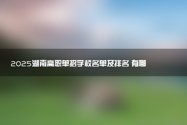 2025湖南高职单招学校名单及排名 有哪些单招院校