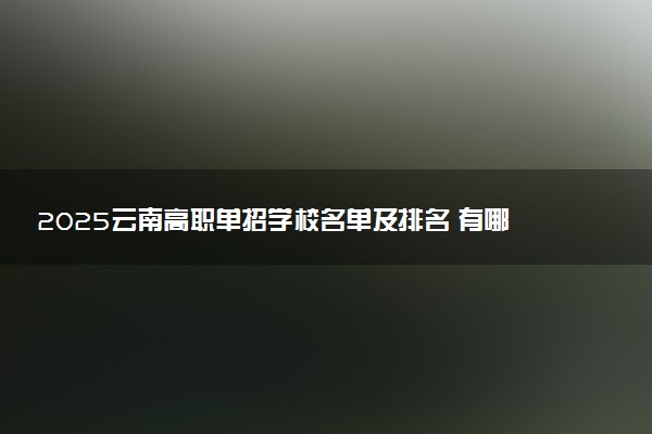 2025云南高职单招学校名单及排名 有哪些单招院校