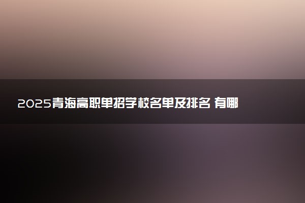 2025青海高职单招学校名单及排名 有哪些单招院校