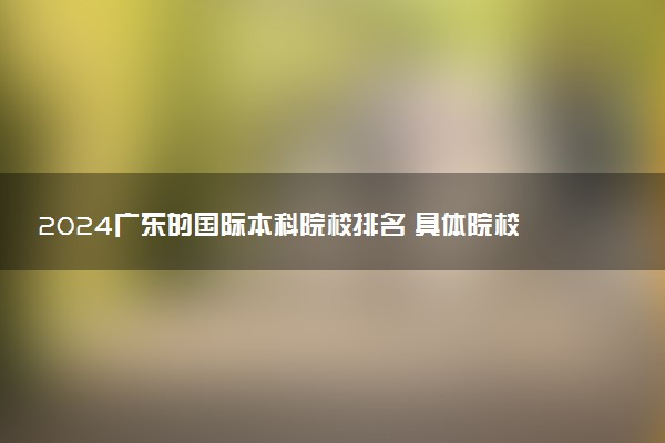 2024广东的国际本科院校排名 具体院校名单一览