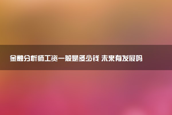 金融分析师工资一般是多少钱 未来有发展吗