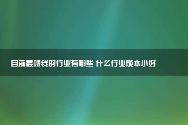 目前最赚钱的行业有哪些 什么行业成本小好上手