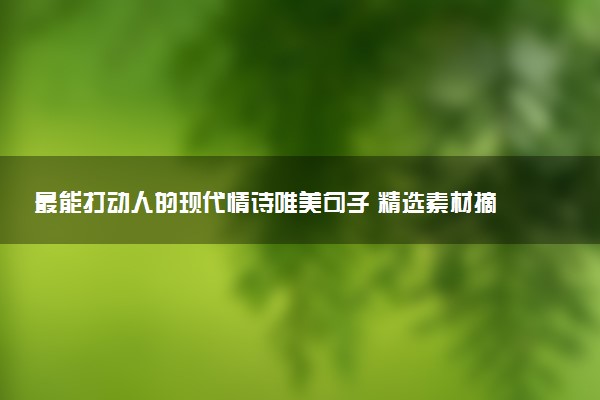 最能打动人的现代情诗唯美句子 精选素材摘抄