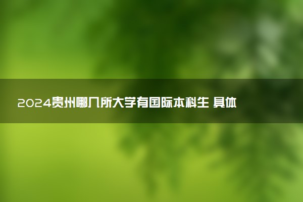 2024贵州哪几所大学有国际本科生 具体院校名单一览