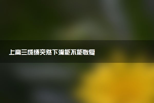 上高三成绩突然下滑能不能恢复