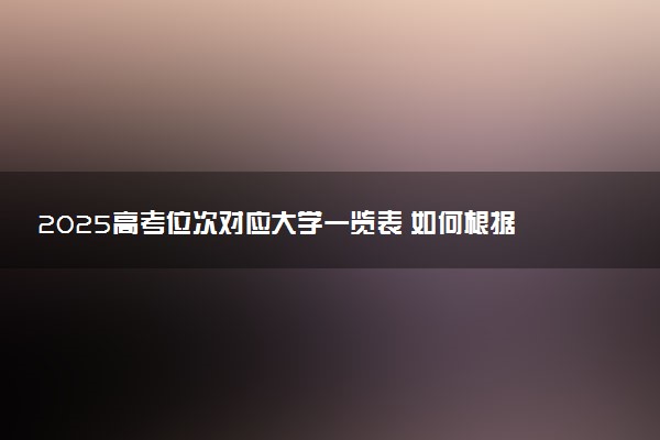 2025高考位次对应大学一览表 如何根据位次选大学