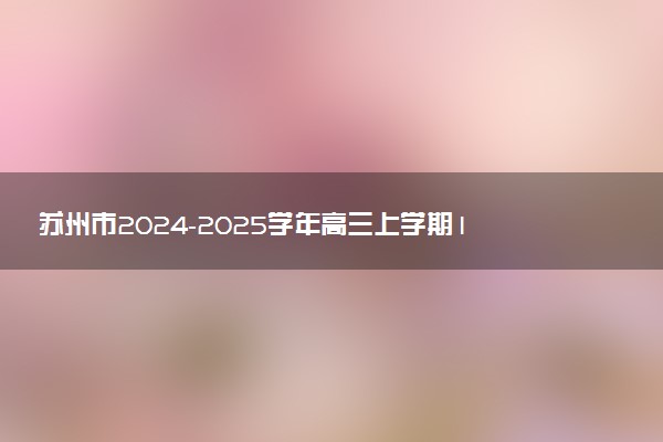 苏州市2024-2025学年高三上学期11月期中调研试题及答案汇总