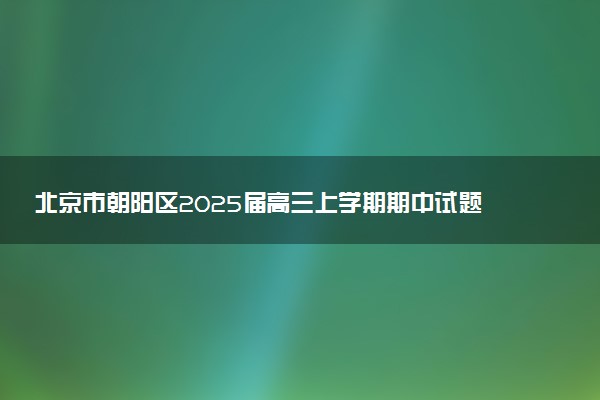 北京市朝阳区2025届高三上学期期中试题及答案汇总