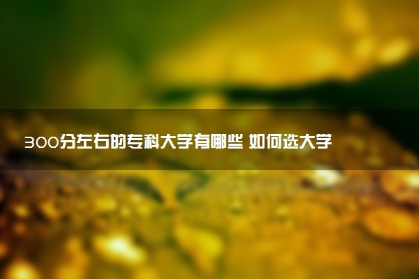 300分左右的专科大学有哪些 如何选大学