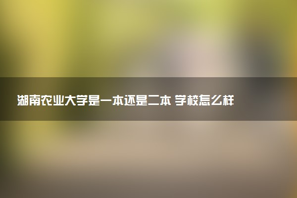 湖南农业大学是一本还是二本 学校怎么样