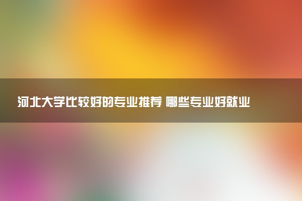 河北大学比较好的专业推荐 哪些专业好就业