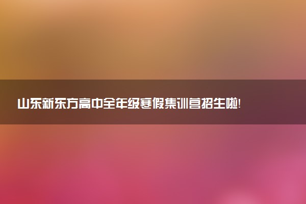 山东新东方高中全年级寒假集训营招生啦！