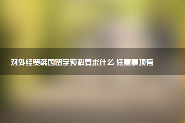 对外经贸韩国留学预科要求什么 注意事项有哪些