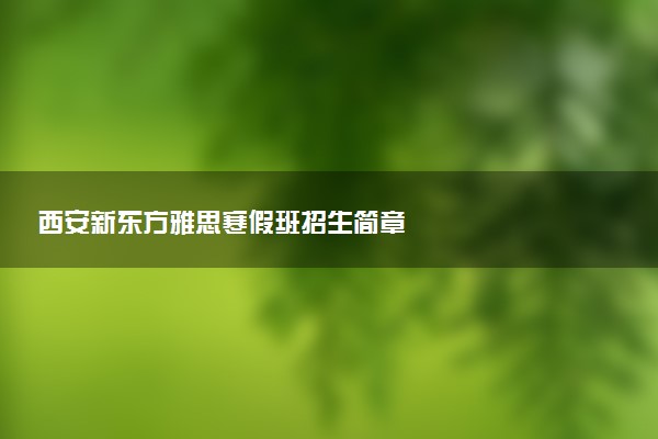 西安新东方雅思寒假班招生简章