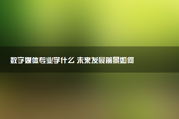 数字媒体专业学什么 未来发展前景如何