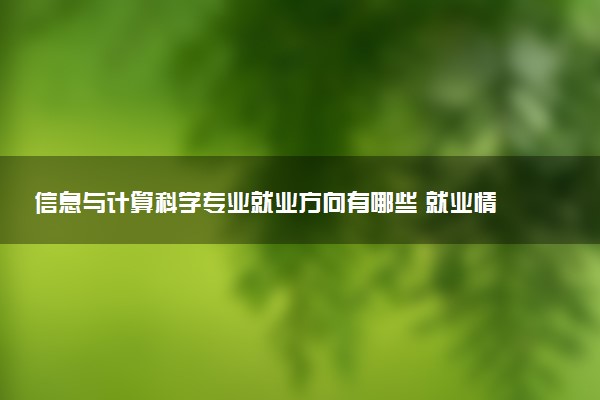 信息与计算科学专业就业方向有哪些 就业情况分析