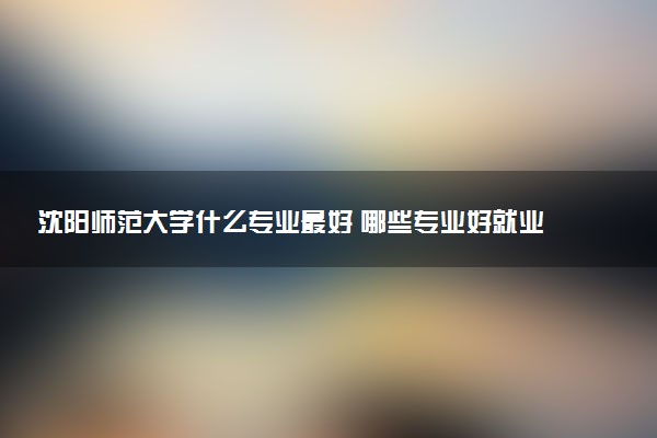 沈阳师范大学什么专业最好 哪些专业好就业