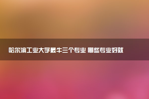 哈尔滨工业大学最牛三个专业 哪些专业好就业