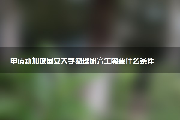 申请新加坡国立大学物理研究生需要什么条件 成功率高吗