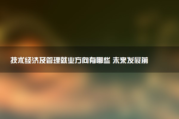 技术经济及管理就业方向有哪些 未来发展前景如何