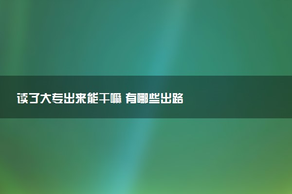 读了大专出来能干嘛 有哪些出路