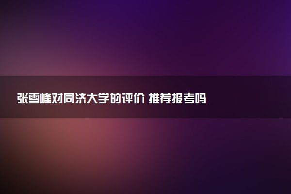 张雪峰对同济大学的评价 推荐报考吗