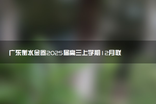 广东衡水金卷2025届高三上学期12月联考试题及答案汇总