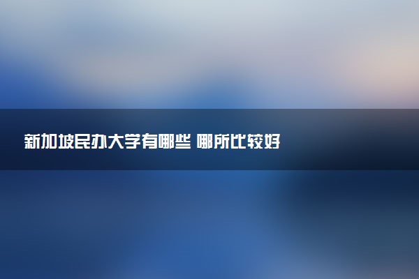 新加坡民办大学有哪些 哪所比较好