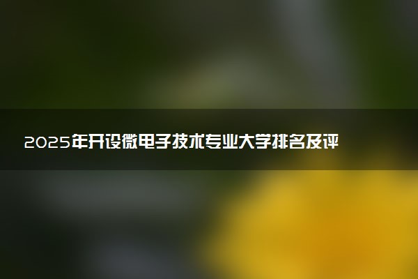 2025年开设微电子技术专业大学排名及评级 高校排行榜