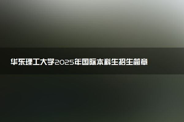 华东理工大学2025年国际本科生招生简章及学费