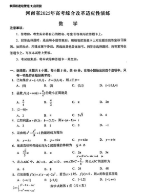 2025年1月高三新高考八省联考适应性演练数学试题及答案