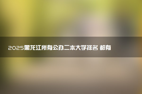 2025黑龙江所有公办二本大学排名 都有哪些二本院校