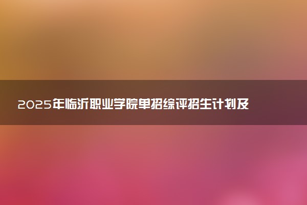 2025年临沂职业学院单招综评招生计划及专业