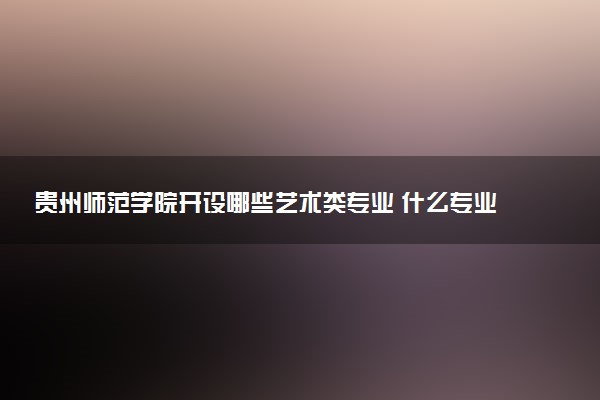 贵州师范学院开设哪些艺术类专业 什么专业前景好