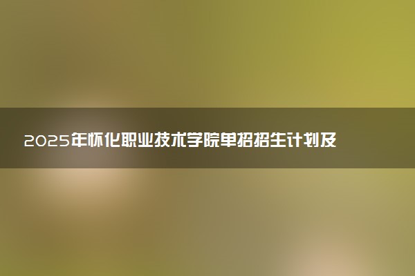 2025年怀化职业技术学院单招招生计划及专业