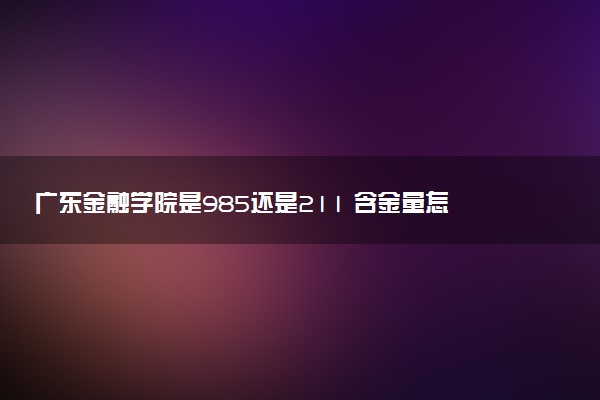 广东金融学院是985还是211 含金量怎么样