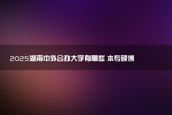 2025湖南中外合办大学有哪些 本专硕博院校名单汇总