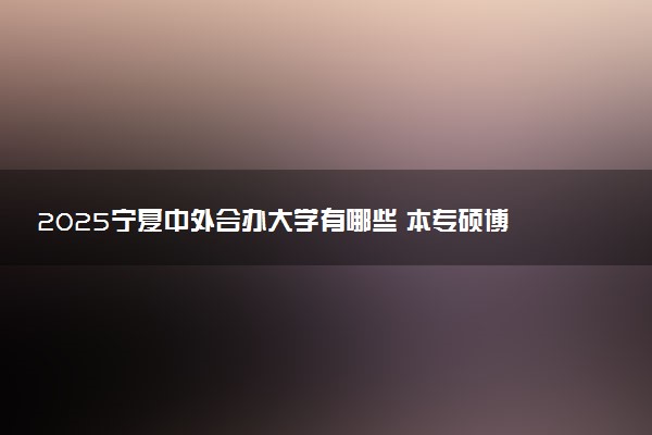 2025宁夏中外合办大学有哪些 本专硕博院校名单汇总