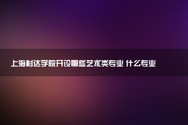 上海杉达学院开设哪些艺术类专业 什么专业前景好