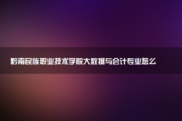 黔南民族职业技术学院大数据与会计专业怎么样 录取分数线多少