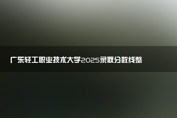 广东轻工职业技术大学2025录取分数线整理 最低多少分可以考上