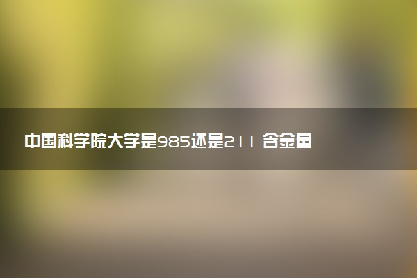 中国科学院大学是985还是211 含金量怎么样