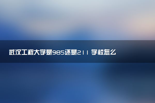 武汉工程大学是985还是211 学校怎么样