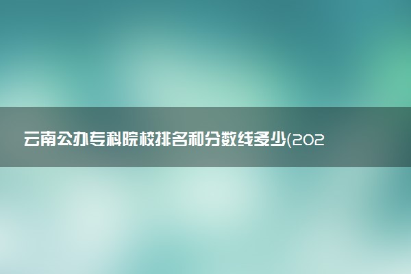 云南公办专科院校排名和分数线多少（2025年参考）