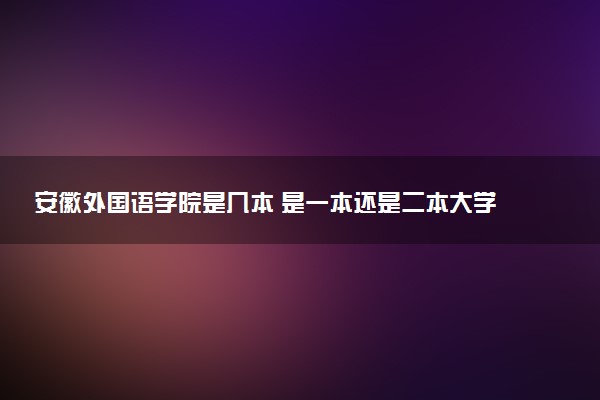 安徽外国语学院是几本 是一本还是二本大学